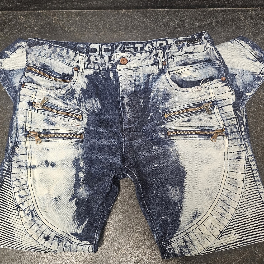 Men's Rockstar Blue and White Skinny Jeans
